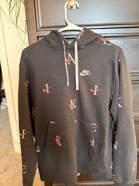 Nike Black Allover Swoosh & Monogram Pullover Hoodie